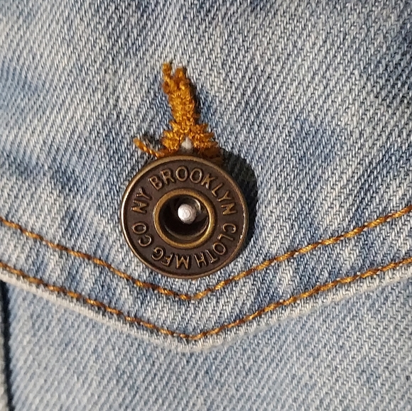 Brooklyn Cloth Graphic Blue Cotton Patch Casual Denim Jacket Men's Youth Sz L - Picture 7 of 16